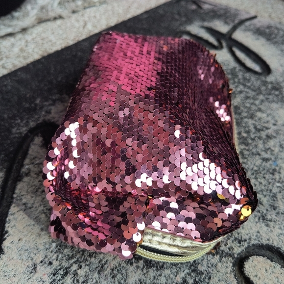 Tarte Pink Sequin Cosmetic Bag with Rectangular Shape and Shimmering Surface - Picture 5 of 10